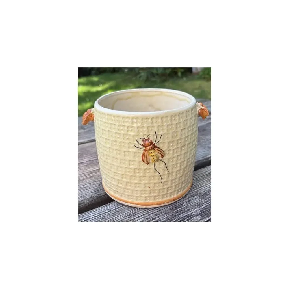 Vintage Ceramic Beehive Honey Pot Jar with Lid Cookie Jar